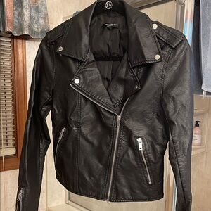 Romeo and Juliet Black Couture Faux Leather Biker Jacket